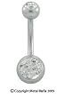 14G INTERNALLY THREADED TITANIUM DOUBLE GEM BELLY RING