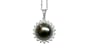 18K white gold Sunflower Black Tahitian cultured pearl and diamond pendant