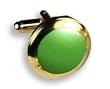 Cufflinks - Round Gold Setting with Lime Stone Center