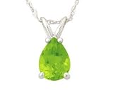 All-Natural Genuine 5x3 mm, Pear Shape Peridot pendant set in 14k White Gold
