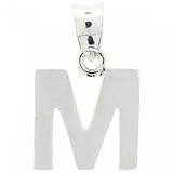 Sterling Silver Initial Pendant M Plain and Polished