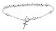 Catholic Italian Sterling Silver Rosary Beads Cross Bracelet - 7"
