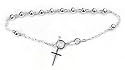 Catholic Italian Sterling Silver Rosary Beads Cross Bracelet - 7"