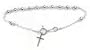 Catholic Italian Sterling Silver Rosary Beads Cross Bracelet 7"