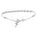 Catholic Italian Sterling Silver Rosary Beads Cross Bracelet 7"