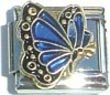 Clearly Charming September Sapphire Color Butterfly Birthstone Insect Animal Italian Charm