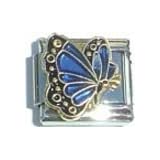 Clearly Charming September Sapphire Color Butterfly Birthstone Insect Animal Italian Charm