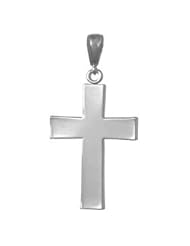 925 Solid Sterling Silver Religious Necklace Charm Pendant, Large Square Cross, High P