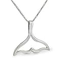 Sterling Silver Whales Tail Necklace, Large Pendant, on 18 Inch Snake Chain