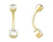 Clear CZ's Belly Button Ring in 14 karat Yellow gold - Nickel Free