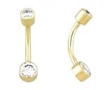 Clear CZ s Belly Button Ring in 14 karat Yellow gold - Nickel Free
