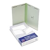 2-Fastener Pressboard Folder, 2 Exp, Straight Tab, 25 Pt, Legal, Green, 25/Box ESS17185