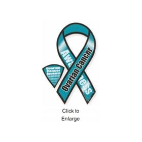 Ovarian Cancer Awareness 8" Ribbon Car Magnet