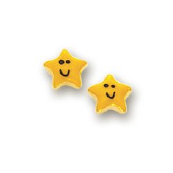 14k Yellow Star Childrens Stud Enamel Earrings