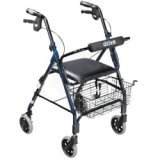 Aluminum Rollator with Lever Loop Locks - Blue