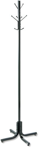 Safco Metal Coat Rack with Four Ball-Tipped Double-Hooks - Black