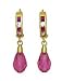 14k Yellow 9x6 mm Briolette Red Crystal Drop Hinged Earrings
