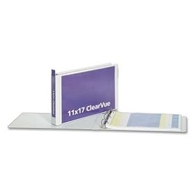 TOPS Cardinal ClearVue D-Ring Binder, 11 x 17 Inches, 1.5 Inch Capacity, White, (221122)