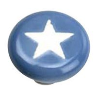Laurey 1850 Cabinet Hardware 1-3/8-Inch Knob, Blue with White Star