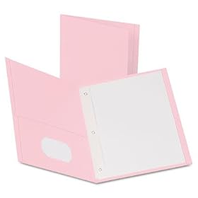 TwinPocket Portfolio w/Tang Fastener Letter 1/2 Cap. Pink 25/Box