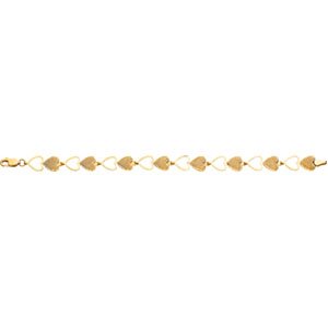 14K Yellow Gold Teen Heart Bracelet- Free Shipping