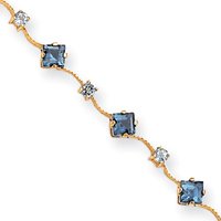 14k Fancy Swiss and London Blue Topaz Bracelet by JewelryWeb