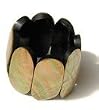 Twin Palm Brownlip Mother of Pearl Oblong Oval Disc Shell Stretch Bracelet P3-C
