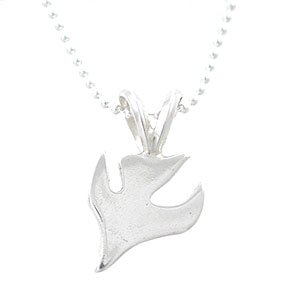 Tiny Dove Pendant in Sterling Silver on a 16" Sterling Ball Chain, #7801