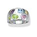 Geometric shaped stones with pink, peridot, amethyst, yellow and Blue Topaz CZ Sterling Silver Ring