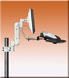 Consul Adjustable Arm with Keyboard and Mouse Tray - 1-1/2 Dia. Pole Mounted - Light Gray