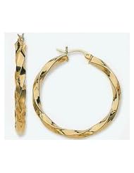 14k Swirl Tube Hoop Earrings