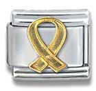 Clearly Charming Clear Epoxy IPG Gold Ribbon - Lung Cancer Awareness Italian Charm 18k Gold and Enamel by Casa D'Oro