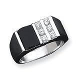 Sterling Silver Men's CZ (Cubic Zirconia) and Onyx Ring