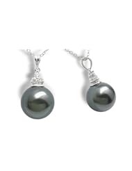 18K white gold Tahitian Princess Black Tahitian cultured pearl and diamond pendant