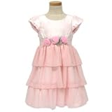 「hiromichi nakano（ヒロミチナカノ） サテンシャンタン お花コサージュ3段フリルカラーワンピース （ピンク/サイズ80/女の子用/キッズフォーマル）」の画像