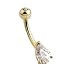 14 karat gold belly button ring with Clear Tear Drop