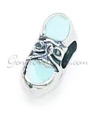 Silver Blue Enamel Blue Baby Bootie Zable Bead BZ1405