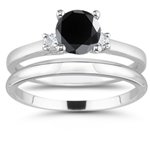 0.58 Cts Black & White Diamond Engagement & Wedding 