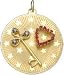 Jewelry : Key and Heart on Star Disc, 14K Gold Charm