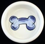 Melia Economical Dapper Dog Bowl -BLUE SHADED BONE Design- SMALL