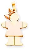 Girl With Bow Charm, Pink/Yellow Gold