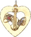 Violin on Music Bar on Open Heart, 14K Gold Charm