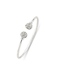 Childrens Sterling Silver CZ Bangle - S00100 - Ball Diameter 8mm - Diameter 47mm.