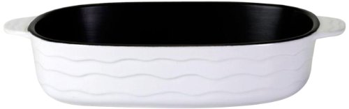 Housewares International 2-Quart Rectangle Ceramic Non-Stick Baking Dish, White, 12-1/2-Inch by 7 3/4-Inch