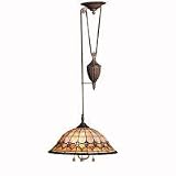 Kichler Lighting 65168 3-Light Artaxerxes Art Glass Pull-Chain Pendant, Bronze