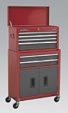 Sealey - Topchest & Rollcab Combination 6 Drawer with Ball Bearing Runners - Red/Grey - AP2200BB