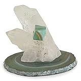 Quartz and agate sculpture, 'Moss Cube' 3 W 3 L
