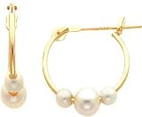 14K Yellow Gold Pearl Hoop Earrings Ear Jewelry New 21HAYQGAtxL. SL160 14K Yellow Gold Pearl Hoop Earrings Ear Jewelry New