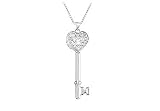 Sterling Silver Heart Key Locket Pendant - Made in USA By Finejewelryvault