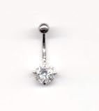 Stepped Navel Bar in Crystal